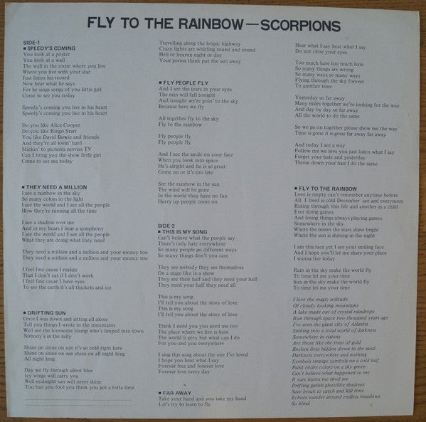 Scorpions - Fly To The Rainbow (Vinyl, LP, Album)