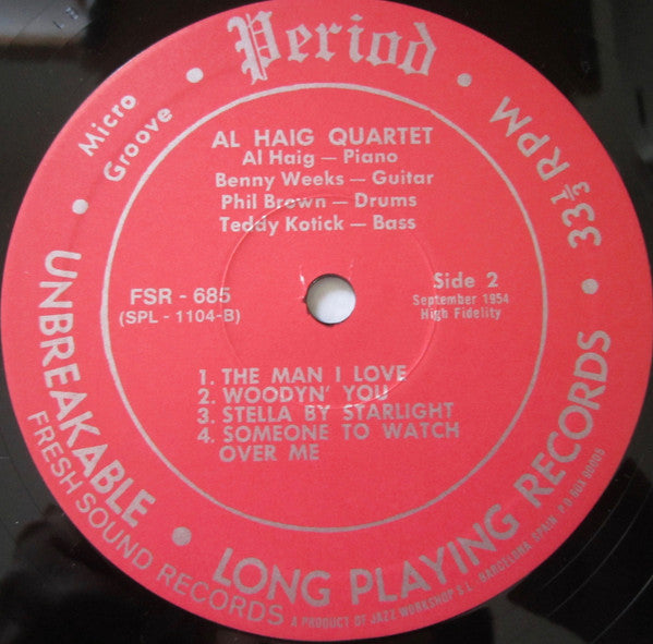 Al Haig Quartet - Al Haig Quartet (Vinyl, LP, Album, Reissue) Very Good (VG) / Very Good Plus (VG+)