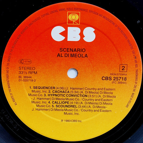 Al Di Meola - Scenario (Vinyl, LP, Album, Stereo) Very Good Plus (VG+) / Very Good (VG)