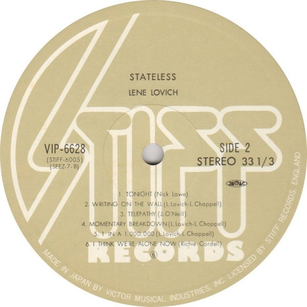 Lene Lovich - Stateless (Vinyl, LP, Album) Very Good Plus (VG+) / Very Good Plus (VG+)