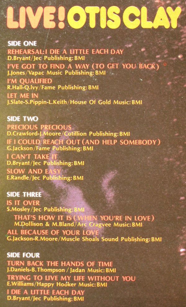 Otis Clay - Live! Otis Clay (2xVinyl, LP, Album) Very Good Plus (VG+) / Very Good Plus (VG+)