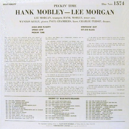 Hank Mobley - Peckin' Time (Vinyl, LP, Album, Mono, Reissue)