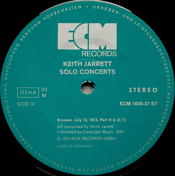 Keith Jarrett - Solo Concerts: Bremen / Lausanne (3xVinyl, Box Set, LP, Album, Stereo) Near Mint (NM or M-) / Near Mint (NM or M-)