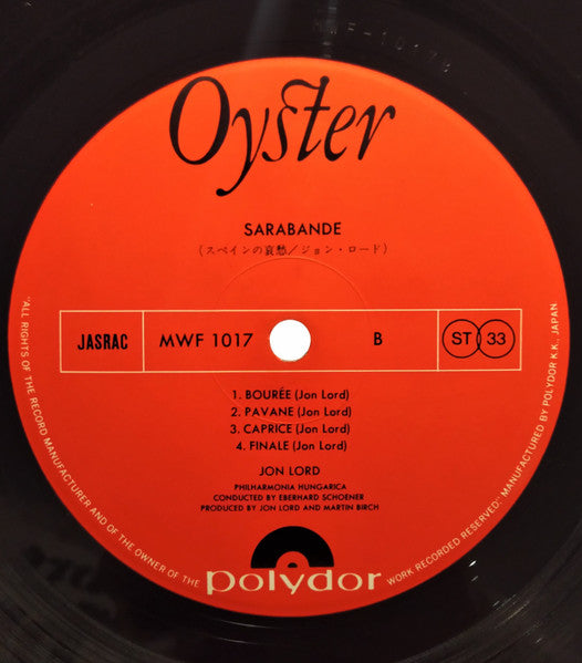 Jon Lord - Sarabande (Vinyl, LP, Album) Very Good Plus (VG+) / Very Good Plus (VG+)