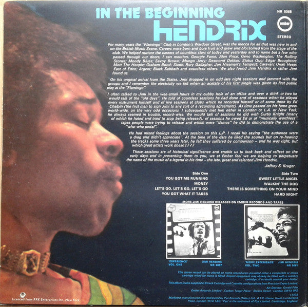Jimi Hendrix - In The Beginning (Vinyl, LP, Stereo) Very Good (VG) / Very Good (VG)