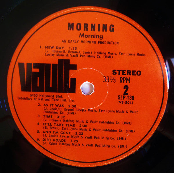 Morning (2) - Morning (Vinyl, LP, Album, Stereo) Very Good Plus (VG+) / Very Good Plus (VG+)