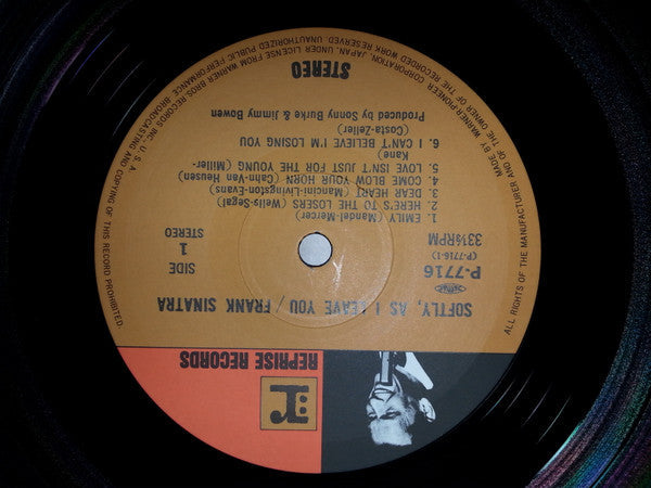Frank Sinatra - Softly, As I Leave You (Vinyl, LP, Album, Reissue, Stereo) Very Good Plus (VG+) / Very Good Plus (VG+)