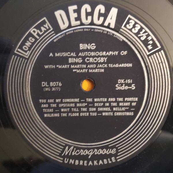 Bing Crosby - Bing: A Musical Autobiography (5xVinyl, Box Set, LP, Compilation, Mono) Very Good Plus (VG+) / Good (G)