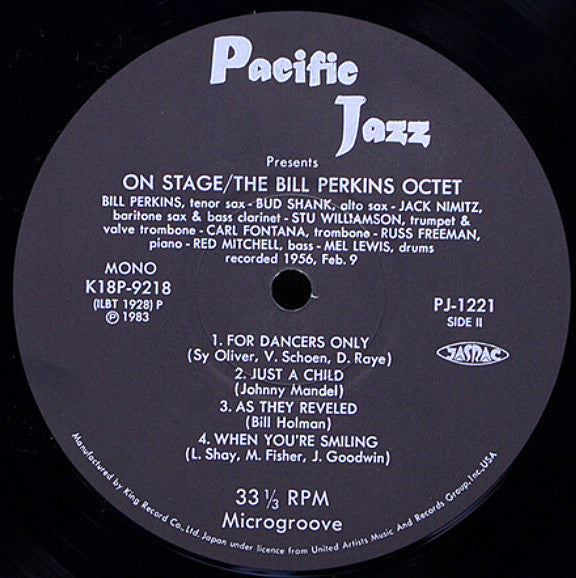 Bill Perkins Octet - On Stage (Vinyl, LP, Album, Mono) Very Good Plus (VG+) / Good Plus (G+)