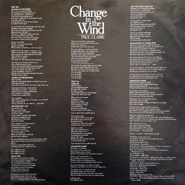 Paul Clark (5) - Change In The Wind (Vinyl, LP, Album) Very Good Plus (VG+) / Very Good (VG)