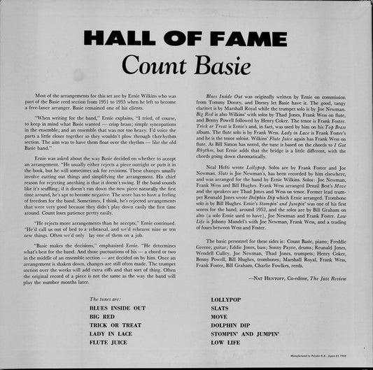 Count Basie - Hall Of Fame (Vinyl, LP, Album, Mono) Very Good Plus (VG+) / Very Good Plus (VG+)