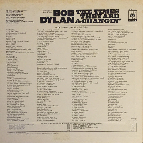Bob Dylan - The Times They Are A-Changin' (Vinyl, LP, Album, Reissue)