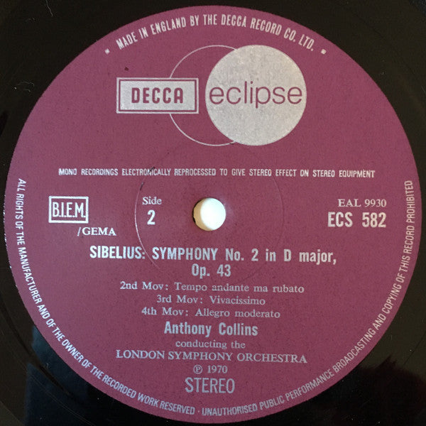 Jean Sibelius - Symphony No. 2 In D Major - Pohjola's Daughter (Vinyl, LP, Reissue) Very Good Plus (VG+) / Very Good Plus (VG+)