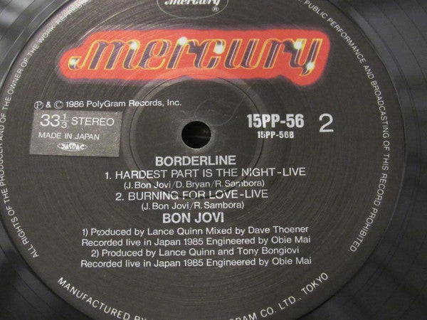Bon Jovi - Borderline (Vinyl, 12", EP, 33 ⅓ RPM) Near Mint (NM or M-) / Very Good Plus (VG+)