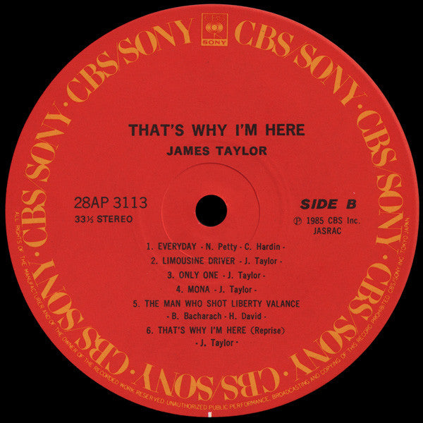 James Taylor (2) - That's Why I'm Here (Vinyl, LP, Album) Very Good Plus (VG+) / Very Good (VG)