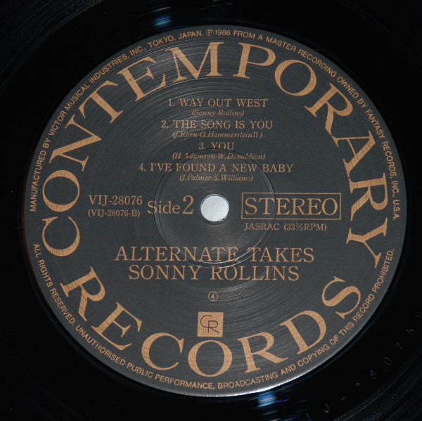 Sonny Rollins - Contemporary Alternate Takes (Vinyl, LP, Album, Stereo) Very Good Plus (VG+) / Very Good Plus (VG+)
