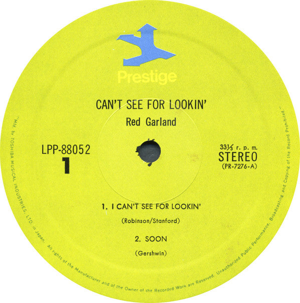 Red Garland - Can't See For Lookin' (Vinyl, LP, Album, Reissue, Stereo) Very Good (VG) / Very Good (VG)