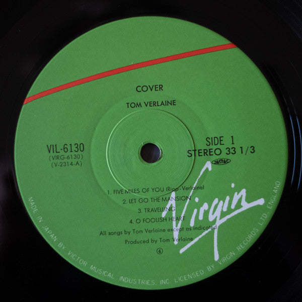 Tom Verlaine - Cover (Vinyl, LP, Album, Stereo) Very Good Plus (VG+) / Near Mint (NM or M-)