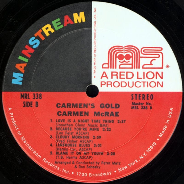 Carmen McRae - Carmen's Gold (Vinyl, LP, Album, Compilation) Very Good Plus (VG+) / Very Good (VG)