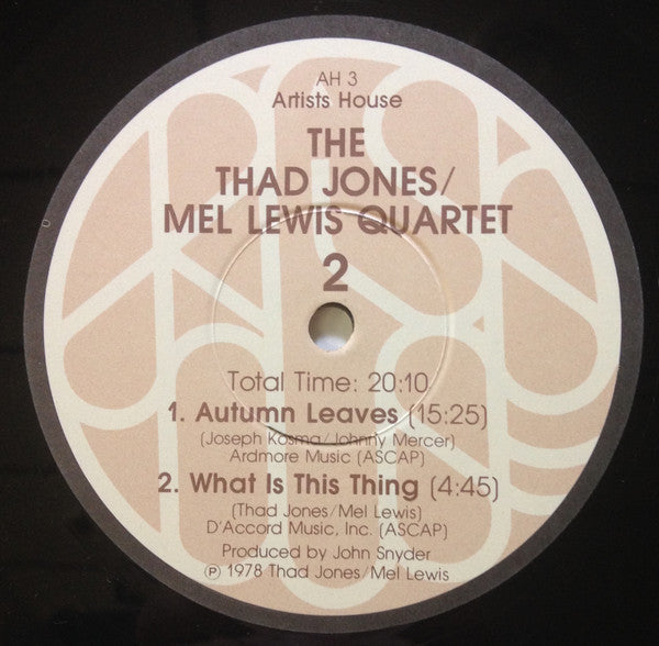 The Thad Jones Mel Lewis Quartet - The Thad Jones / Mel Lewis Quartet (Vinyl, LP, Album, Stereo) Very Good (VG) / Very Good (VG)