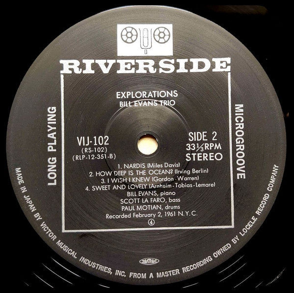 The Bill Evans Trio - Explorations (Vinyl, LP, Album, Reissue, Stereo)