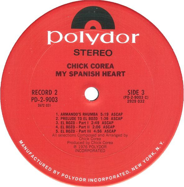 Chick Corea - My Spanish Heart (2xVinyl, LP, Album, Stereo) Very Good (VG) / Very Good Plus (VG+)