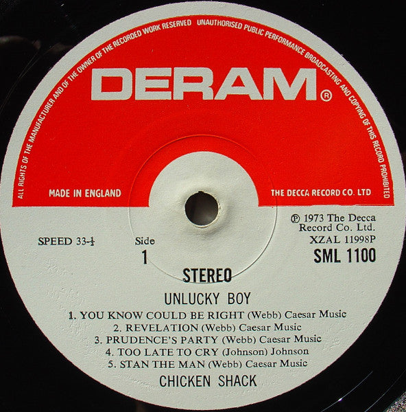 Chicken Shack - Unlucky Boy (Vinyl, LP, Album, Stereo) Very Good (VG) / Very Good (VG)