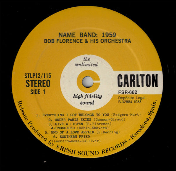 Bob Florence And His Orchestra - Name Band: 1959 (Vinyl, LP, Album, Reissue) Very Good (VG) / Good Plus (G+)
