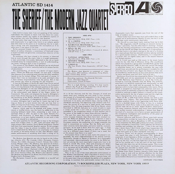 The Modern Jazz Quartet - The Sheriff (Vinyl, LP, Album, Reissue, Stereo) Very Good (VG) / Very Good (VG)