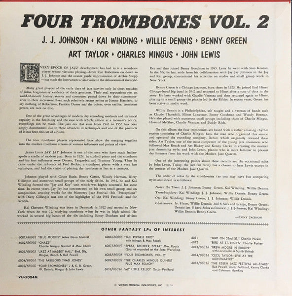 The Four Trombones - Four Trombones, Volume 2 (Vinyl, LP, Album, Limited Edition, Reissue, Mono) Very Good Plus (VG+) / Very Good Plus (VG+)