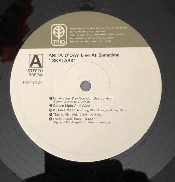 Anita O'Day - Skylark – Live At Sometime (Vinyl, LP, Album, Stereo) Very Good Plus (VG+) / Very Good Plus (VG+)