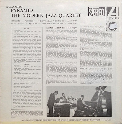The Modern Jazz Quartet - Pyramid (Vinyl, LP, Album, Stereo) Very Good (VG) / Very Good Plus (VG+)