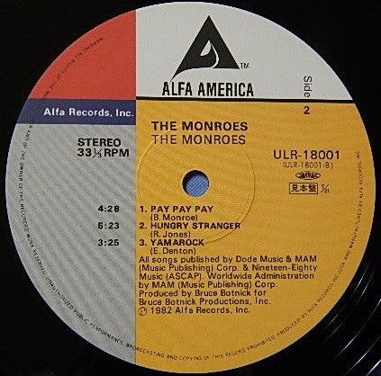 The Monroes (2) - The Monroes (Vinyl, LP, Mini-Album, Promo, Stereo) Near Mint (NM or M-) / Very Good Plus (VG+)