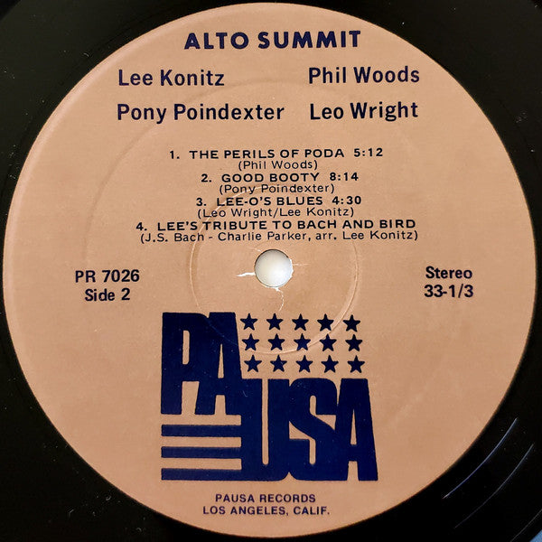 Lee Konitz - Alto Summit (Vinyl, LP, Album, Stereo) Good Plus (G+) / Very Good (VG)