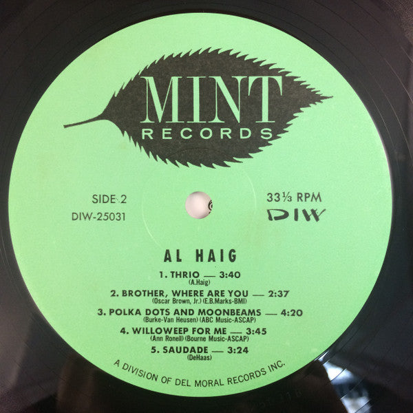 Al Haig - Today! (Vinyl, LP) Very Good Plus (VG+) / Very Good Plus (VG+)