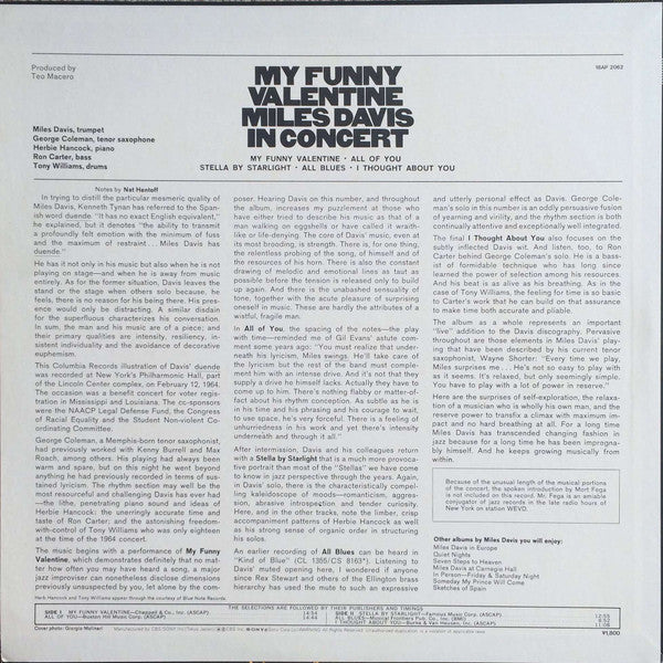 Miles Davis - My Funny Valentine - Miles Davis In Concert (Vinyl, L...