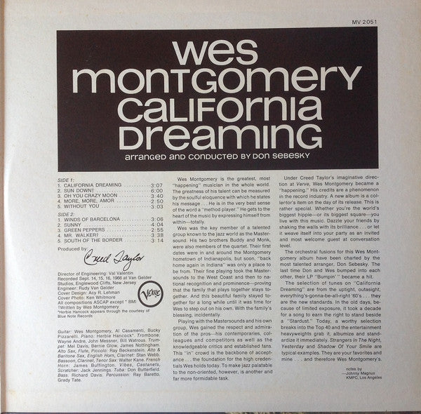 Wes Montgomery - California Dreaming (Vinyl, LP, Album, Reissue, St...