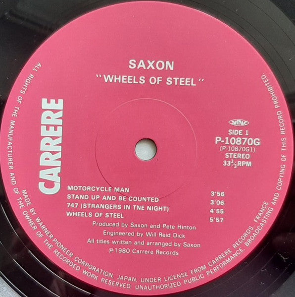 Saxon - Wheels Of Steel (Vinyl, LP, Album, Stereo)