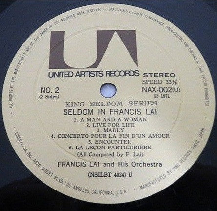 Francis Lai And His Orchestra - Seldom In Francis Lai No. 2 (Vinyl, LP, Compilation, Stereo) Good Plus (G+) / Very Good (VG)