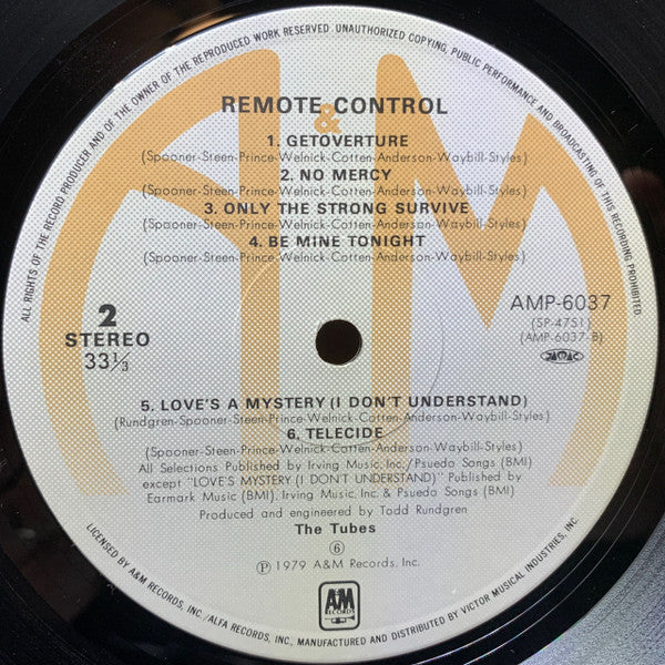 The Tubes - Remote Control (Vinyl, LP, Album, Stereo) Very Good Plus (VG+) / Very Good Plus (VG+)