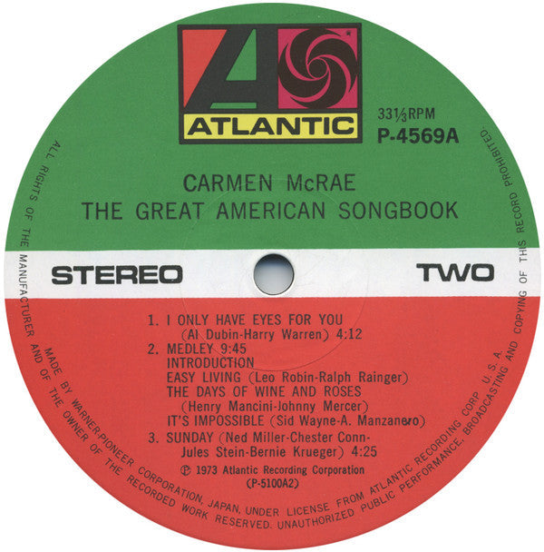 Carmen McRae - The Great American Songbook (Vinyl, LP, Album, Stereo)