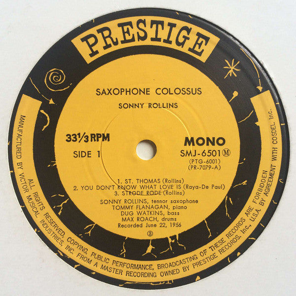 Sonny Rollins - Saxophone Colossus (Vinyl, LP, Album, Reissue, Mono) Very Good Plus (VG+) / Very Good Plus (VG+)