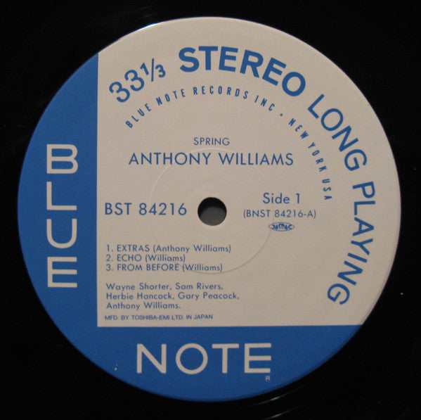 Anthony Williams - Spring (Vinyl, LP, Album, Limited Edition, Reissue, Stereo) Near Mint (NM or M-) / Very Good Plus (VG+)