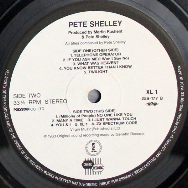 Pete Shelley - XL·1 (Vinyl, LP, Album, Enhanced) Very Good Plus (VG+) / Very Good Plus (VG+)