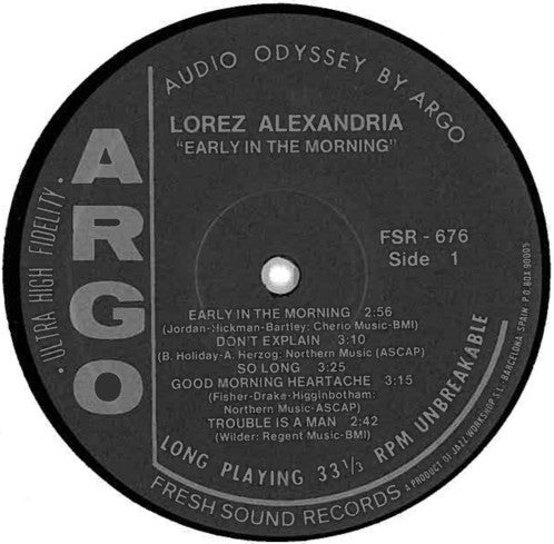 Lorez Alexandria - Early In The Morning (Vinyl, LP, Album, Reissue) Very Good (VG) / Very Good (VG)