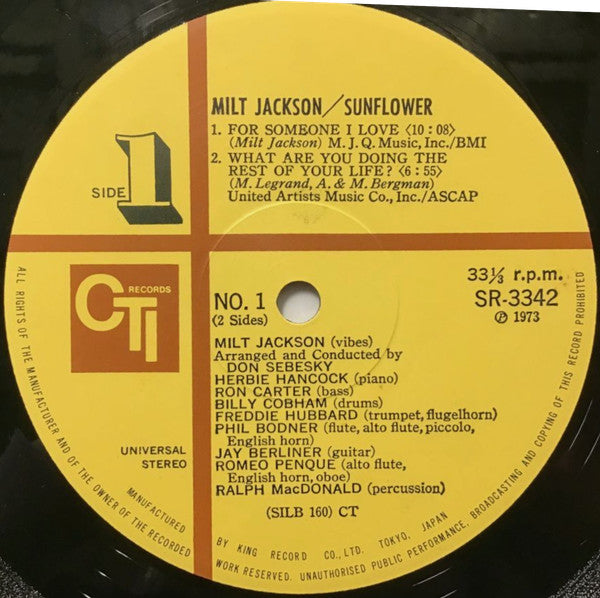 Milt Jackson - Sunflower (Vinyl, LP, Album)