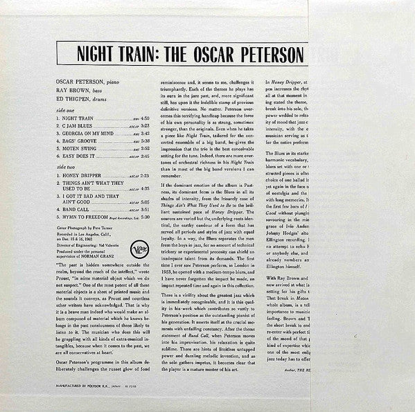 The Oscar Peterson Trio - Night Train = ナイト・トレイン (Vinyl, LP, Album, Reissue, Stereo) Very Good Plus (VG+) / Very Good (VG)