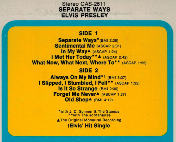 Elvis Presley - Separate Ways (Vinyl, LP, Compilation, Reissue)