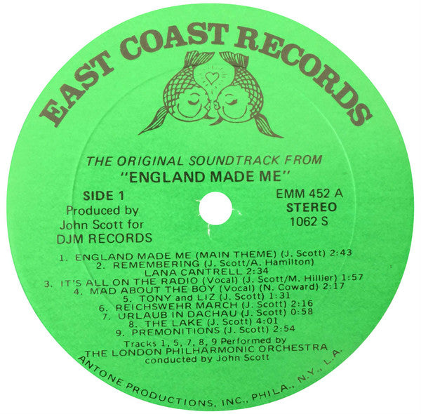 John Scott - England Made Me (The Original Soundtrack) (Vinyl, LP, Stereo) Very Good Plus (VG+) / Very Good Plus (VG+)