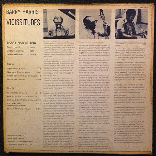 Barry Harris (2) - Vicissitudes (Vinyl, LP, Album) Near Mint (NM or M-) / Very Good Plus (VG+)